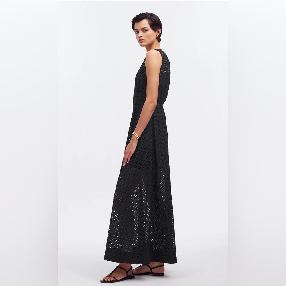 Madewell Black Eyelet Sleeveless Dress